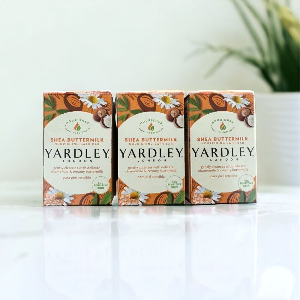 3 Yardley® London Shea Buttermilk Bar Soap NOURISHING Bath BAR 4.25oz
